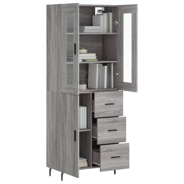 vidaXL Credenza Grigio Sonoma 69,5x34x180 cm in Legno Multistrato