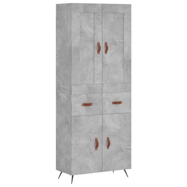 vidaXL Credenza Grigio Cemento 69,5x34x180 cm in Legno Multistrato