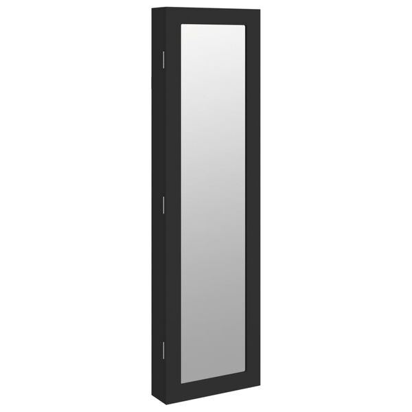 vidaXL Armadio Portagioie con Specchio a Muro Nero 30x8,5x106 cm
