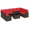 vidaXL Set di divani 10 pz 9-Numero di posti Marrone e Rosso