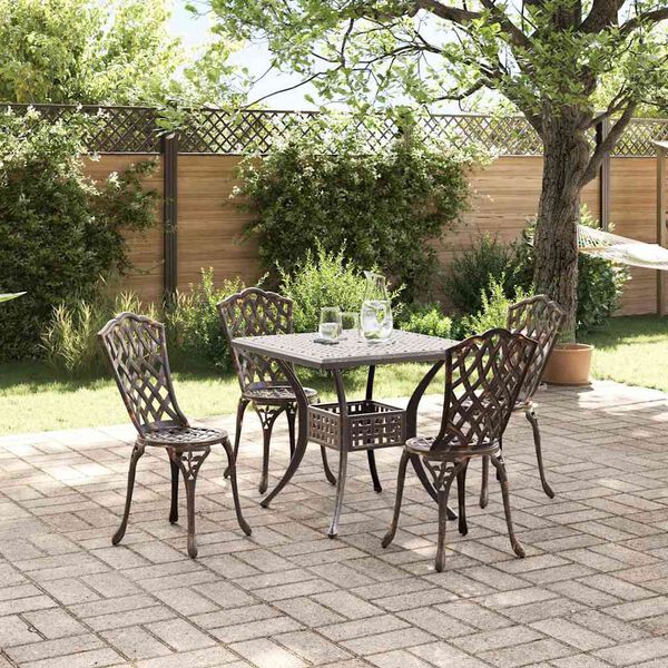 vidaXL Set di Tavolo da Giardino 5 pcs Bronzo Alluminio pressofuso