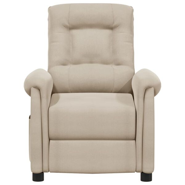 vidaXL Poltrona Massaggiante Elettrica Crema in Tessuto Microfibra