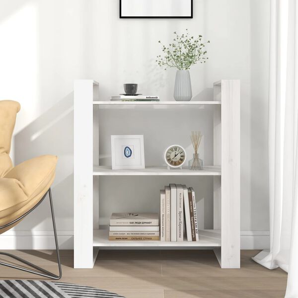 vidaXL Libreria/Divisorio Bianco 80x35x91 cm in Legno Massello di Pino