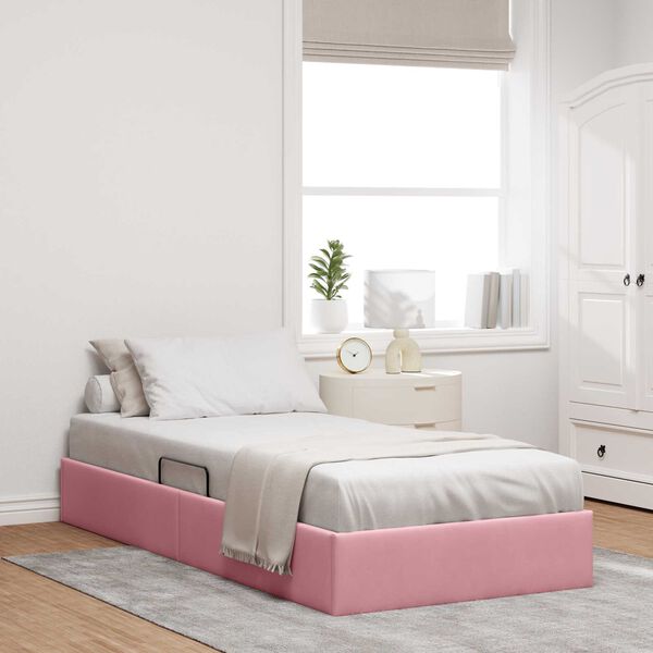 vidaXL Letto con Contenitore Rosa 90 x 190 cm Velluto