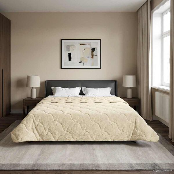 vidaXL Duvet Estivo Crema 200 x 220 cm Microfibra e Fleece Teddy
