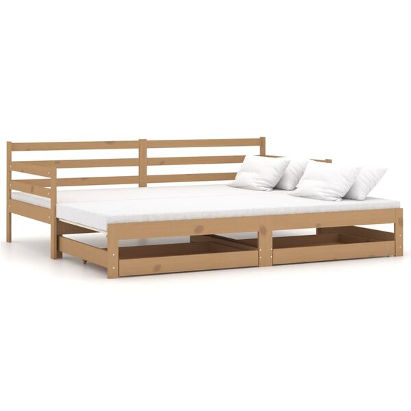 vidaXL Dormeuse Estraibile 2x(90x200) cm Ambra Legno Massello di Pino