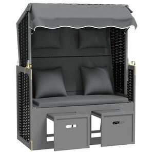 vidaXL Strandkorb Cuscini Polyrattan e Legno Massello Antracite e Nero