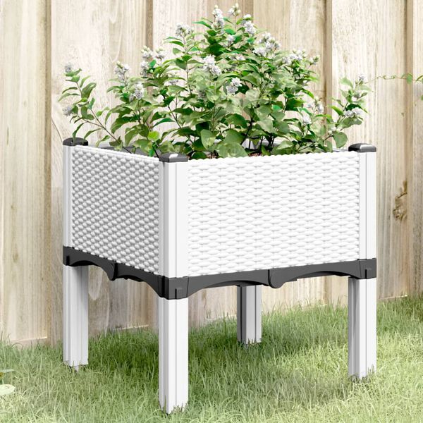 vidaXL Fioriera da Giardino con Gambe Bianco 40x40x42 cm in PP