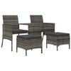 vidaXL Divano Giardino 2 Posti con Tavolo e Sgabelli Grigio Polyrattan