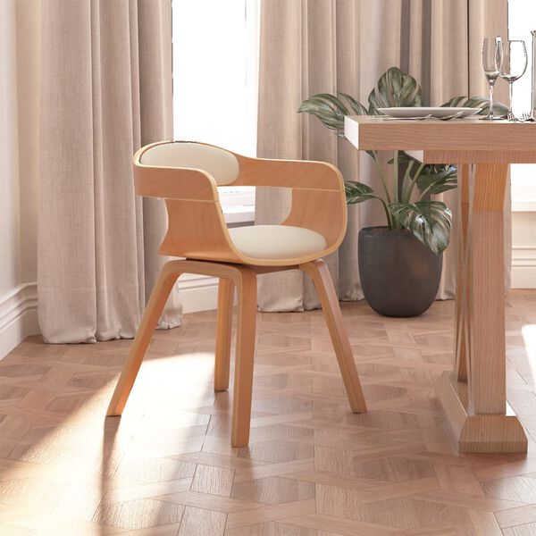 vidaXL Sedia da Pranzo Crema in Legno Curvato e Similpelle