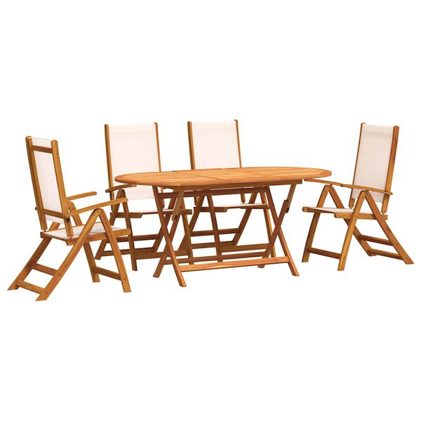 vidaXL Set Pranzo da Giardino 5pz Legno Massello di Acacia e Textilene