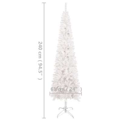 vidaXL Albero di Natale Sottile Preilluminato Bianco 240 cm