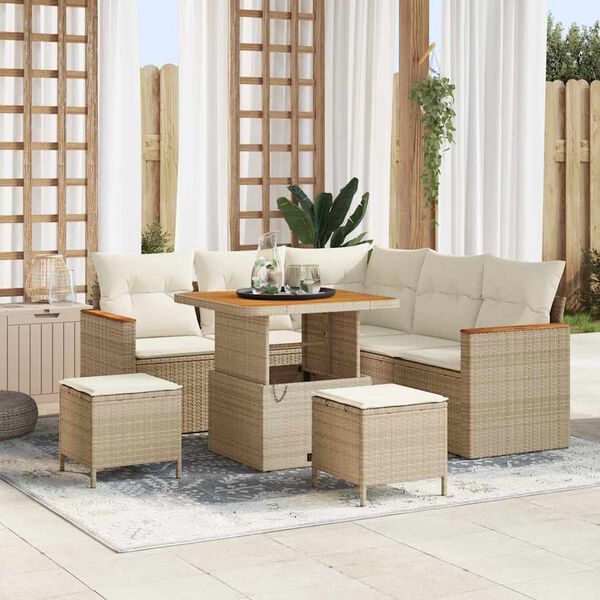 vidaXL Set Divano da Giardino 8 pcs Beige polyrattan