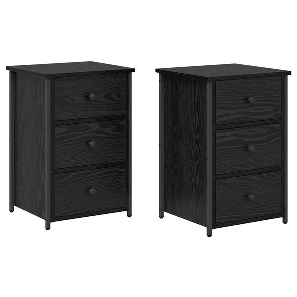 vidaXL Armadio da Notte con cassetto 2 pcs Rovere Nero 40 x 36 x 60 cm