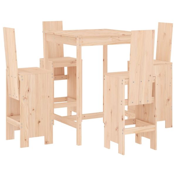 vidaXL Set Bar da Giardino 5 pz in Legno Massello di Pino