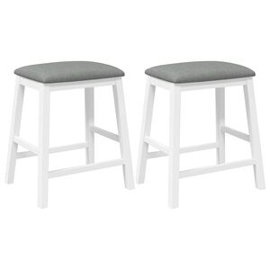 vidaXL Sedie da Bar con Cuscini 2 pz Bianco Legno Massello di Hevea