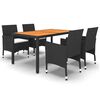 vidaXL Set da Pranzo per Giardino 5 pz in Polyrattan Nero