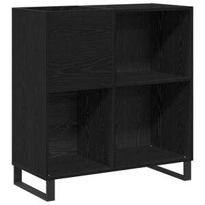 vidaXL Mobile porta vinili con lo scaffale Rovere Nero 85 x 38 x 89 cm
