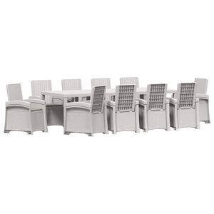 vidaXL Set da Pranzo per Giardino 11 pz Bianco e Grigio Chiaro PP