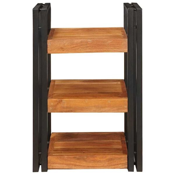 vidaXL Comodino Marrone e Nero Legno Massello di Acacia