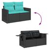 vidaXL Set Divani Giardino 7 pz con Cuscini Nero Polyrattan Acacia