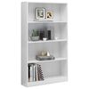 vidaXL Libreria 4 Ripiani Bianco Lucido 80x24x142 cm Legno Multistrato