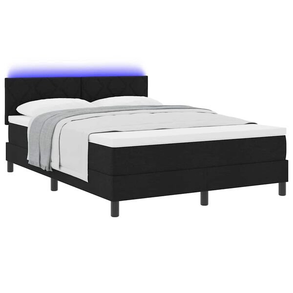vidaXL Letto a molle con materasso Nero 140 x 200 cm Tessuto