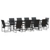 vidaXL Set da Pranzo per Giardino 11 pcs Nero Acciaio