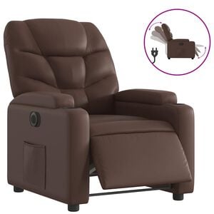vidaXL Poltrona Reclinabile Elettrica Marrone in Similpelle