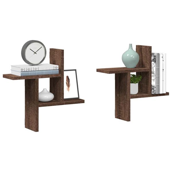vidaXL Mensole da Parete 2pz Rovere Marrone 38x12x38 cm in Truciolato