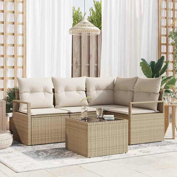 vidaXL Set di divani 5 pcs Beige polyrattan