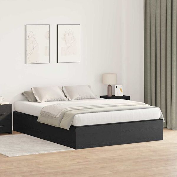 vidaXL Struttura letto con contenitore Rovere Nero 135 x 190 cm
