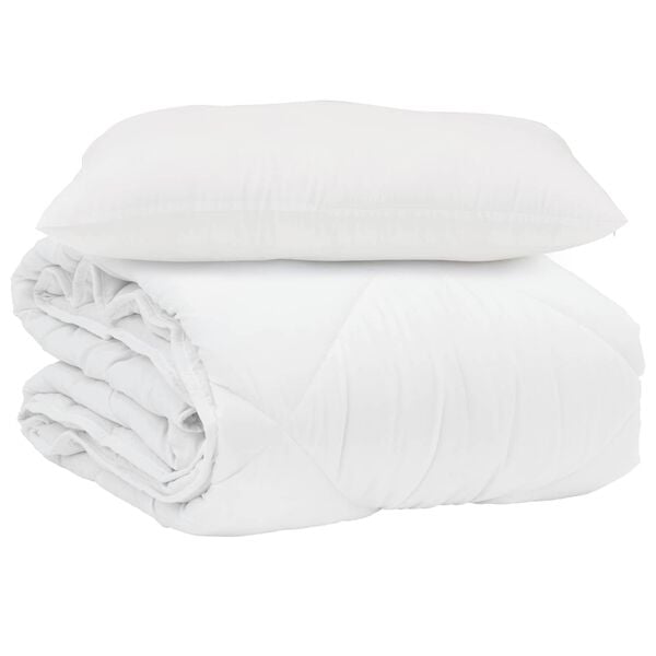 vidaXL Duvet Estivo con cuscino 2 pcs Bianco Microfibra