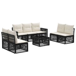 vidaXL Set Divano da Giardino 8 pz Nero e Bianco Crema polyrattan