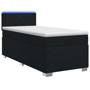 vidaXL Letto con Box Spring, Materasso e LED Nero 80 x 200 cm Tessuto