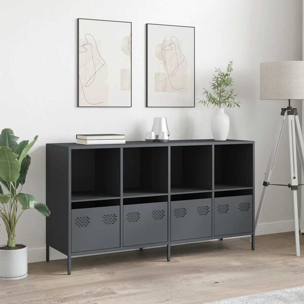 vidaXL Credenza Antracite 135x39x73,5 cm in Acciaio Laminato a Freddo