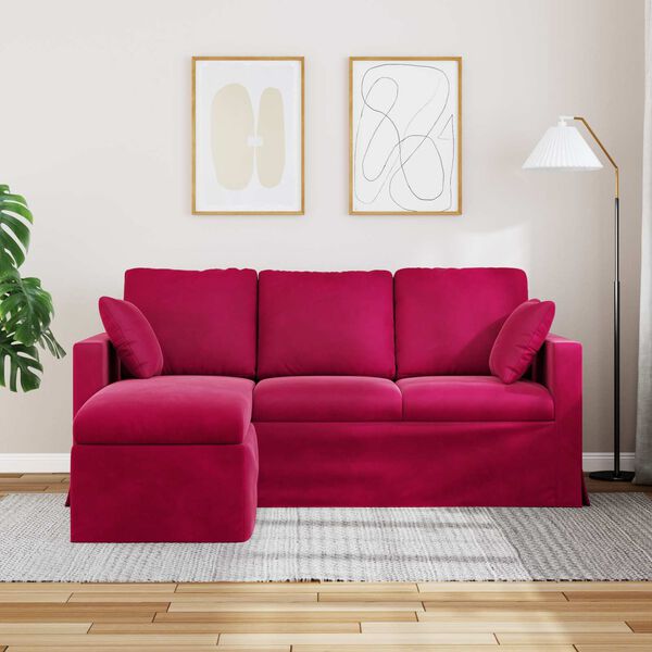 vidaXL Divano Rosso Vino 198 x 134 x 80 cm Velluto