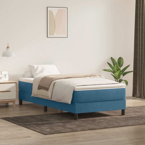 vidaXL Letto a Molle senza Materasso Blu Scuro 90x220 cm Velluto