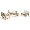 vidaXL Set Salotto da Giardino 5pz con Cuscini Bianco Crema in Bamb&ugrave;