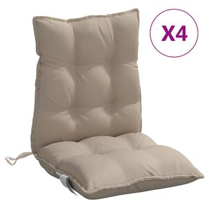 vidaXL Cuscini per Sedia Schienale Basso 4pz Tortora in Tessuto Oxford