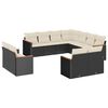 vidaXL Set Divani da Giardino 11 pz con Cuscini in Polyrattan Nero