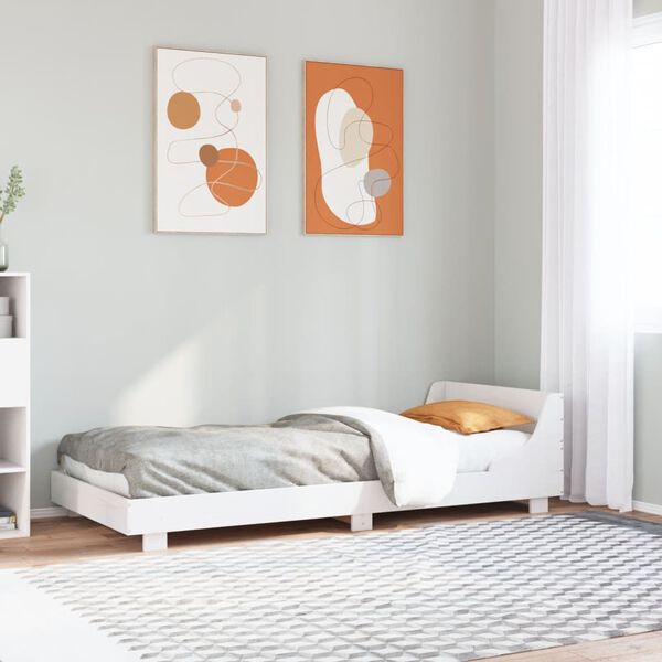vidaXL Letto senza Materasso Bianco 75x190 in Legno Massello di Pino