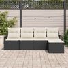 vidaXL Set di divani con cuscino 5 pcs Nero e Crema polyrattan