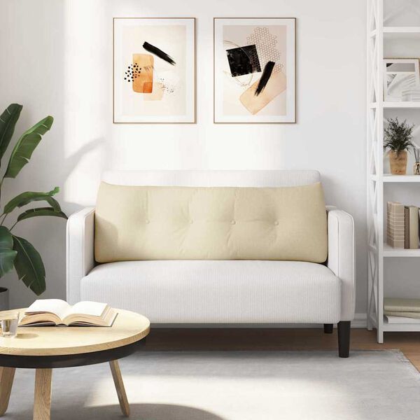 vidaXL Cuscino per Schiena Crema 140 x 24 x 50 cm Tessuto
