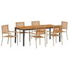 vidaXL Set da Pranzo per Giardino 7 pcs Beige e Marrone polyrattan
