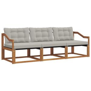 vidaXL Set di divani da esterno 3 pz Grigio Naturale e Chiaro