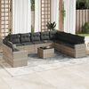vidaXL Set Divani da Giardino 11 pz con Cuscini in Polyrattan Grigio