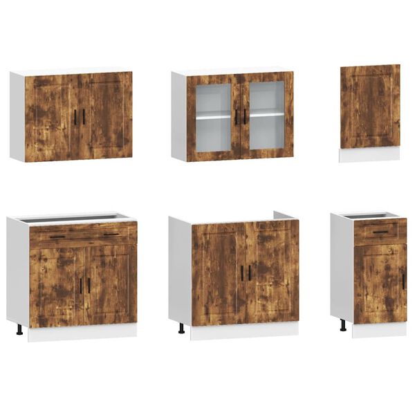 vidaXL Set Mobili da Cucina 7 pz Kalmar Rovere Fumo Legno Multistrato