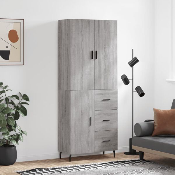 vidaXL Credenza Grigio Sonoma 69,5x34x180 cm in Legno Multistrato