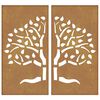 vidaXL Decorazioni Muro Giardino 2 pz 105x55 cm Albero Acciaio Corten